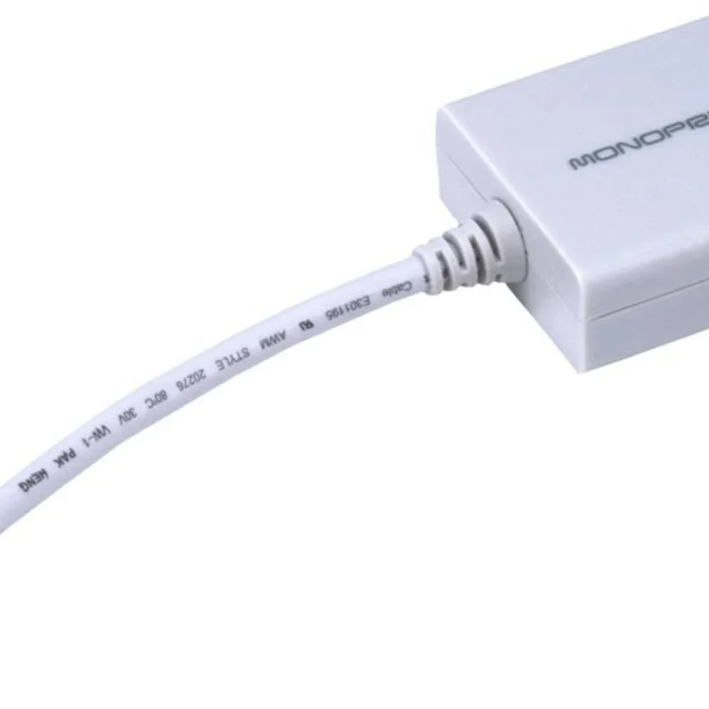 NEW Monoprice Mini DisplayPort/Thunderbolt to DVI Adapter Computer Wire WHITE